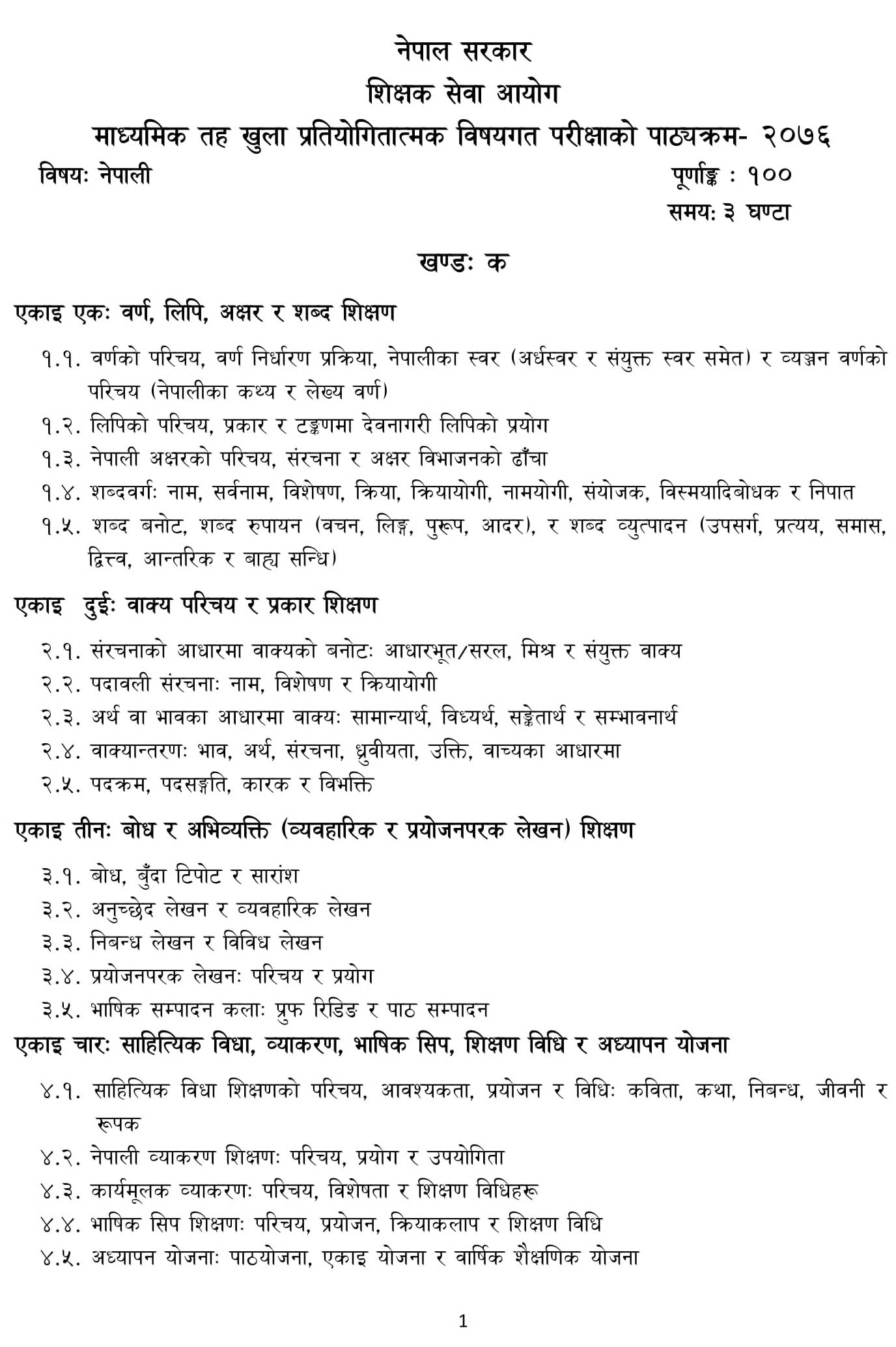 Shikshak Sewa Aayog Curriculum of Secondary Level Nepali :- We will put the Shikshak Sewa Aayog secondary level Nepali Subject Exam syllabus in this post.